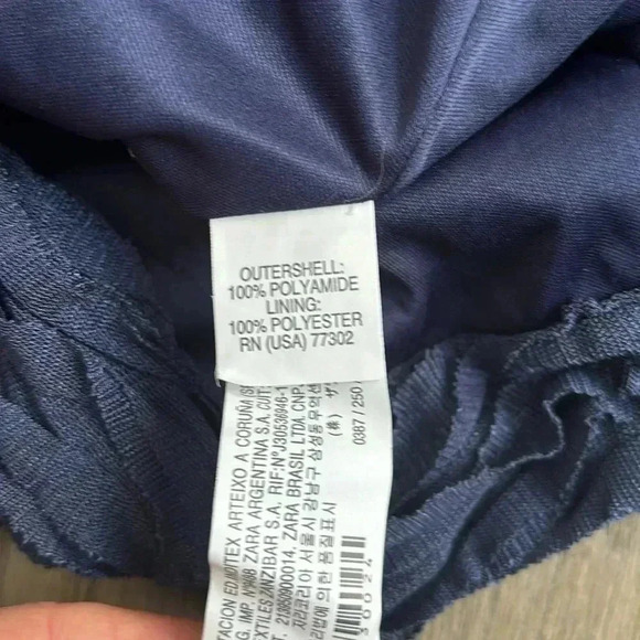 🔥Zara🔥 | Navy blue ruffled strapless  dress - Picture 10 of 11